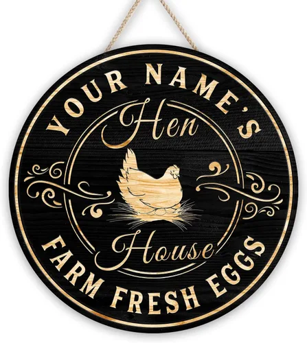Vista 35 de Letrero de madera de gallinero personalizado para gallinero, diseño de granja esponjosa, varios tamaños, nombre personalizado, título y cita