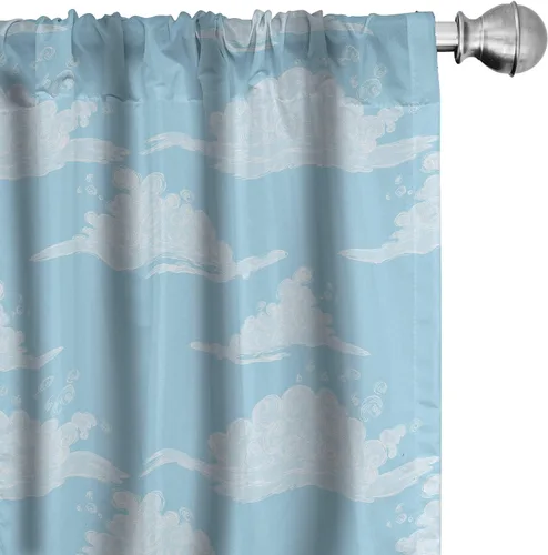 Vista 30 de Ambesonne Paquete de 2 cortinas otoñales para ventana, diseño otoñal con formas intrincadas en espiral y estampado de hojas voladoras, juego ligero