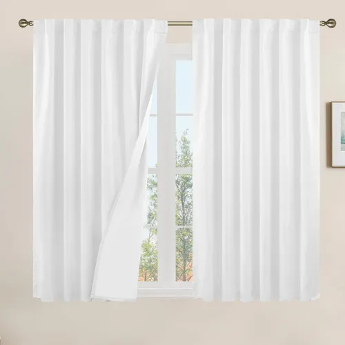 Vista 61 de LAMIT Cortinas opacas cortas de lino de 30 pulgadas para ventanas de cocina sobre el fregadero, cortinas de café texturizadas de lino marfil