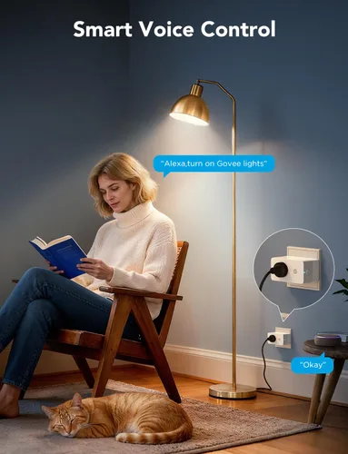 Vista 4 de Govee Enchufe inteligente con monitoreo de energía, WiFi Bluetooth Plug funciona con Alexa y Google Assistant, 15 A enchufes inteligentes