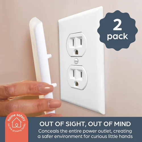Vista 2 de Dreambaby CoverPlug - Cubierta de enchufe pintable para seguridad del bebé, protector de placa de pared eléctrica, fundas de salida a prueba