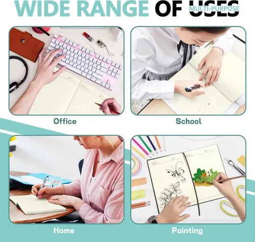 Vista 6 de LELE LIFE Paquete de 5 cuadernos rayados, cómodos diarios de cuero suave a granel para escribir mujeres y hombres, cuadernos A5 para trabajo, Negro