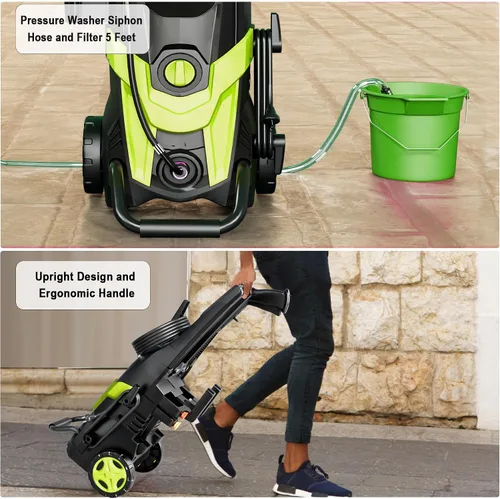 Vista 6 de Power waher 4300PSI con 4 boquillas de conexión rápida, manguera de entrada y filtro y cañón de espuma para automóviles/vallas/calzadas/limpieza