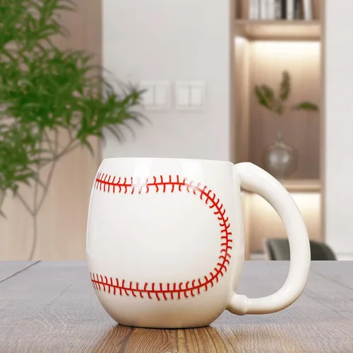 Vista 6 de Ceramicfor Taza de café de béisbol, regalo de Navidad novedoso para hombres, mujeres, todos los amantes del deporte, 14 onzas, color blanco