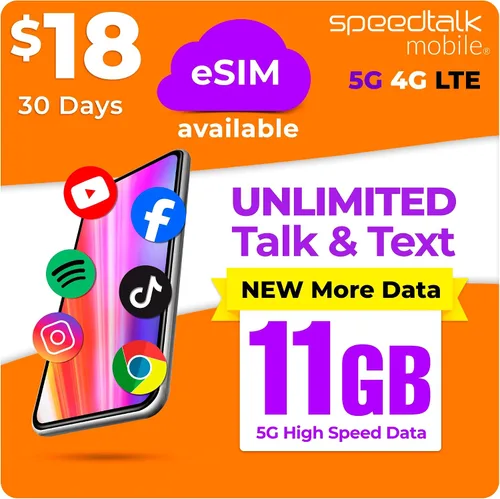 Vista 10 de Tarjeta SIM prepago de $5 - Plan de valor superior para teléfonos inteligentes y teléfonos celulares 100 minutos, 100 textos, datos de 100 MB