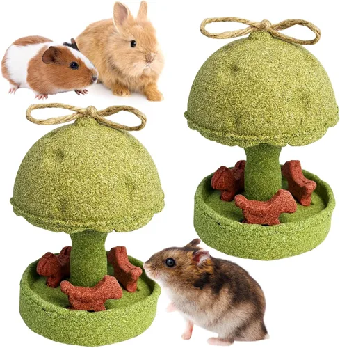 Vista 8 de PINVNBY Juguetes masticables para hámster, 2 unidades, natural, Timothy