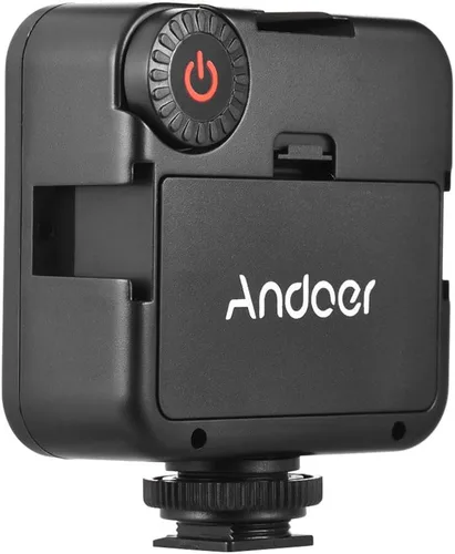 Vista 9 de Andoer W49 Mini cámara de enclavamiento LED Panel luz regulable videocámara iluminación de vídeo con adaptador de montaje de zapato para Canon Nikon