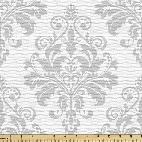 Vista 17 de Ambesonne The Yard - Tela floral clásica de Oriente Medio y estampado de cachemira, diseño nostálgico otomano, tela decorativa para tapicería y Azul
