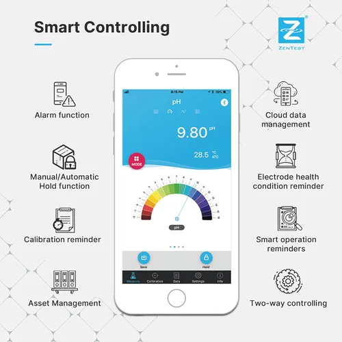Vista 2 de Apera Instruments, LLC-AI3719 PC60-Z Bluetooth Medidor Inteligente Multiparámetro Alimentado por la Aplicación Móvil ZenTest, Mide