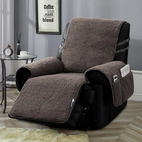 Vista 9 de STONECREST - Funda para silla reclinable, funda de sherpa, se mantiene en su lugar (Cholate, reclinable regular de 23 pulgadas)