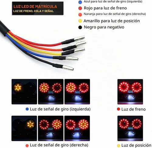 Vista 4 de Bobber Cafe Racer ATV Chopper Luz trasera LED Integrada Correr Lámpara de señal de giro Soporte de placa de matrícula Lámpara trasera