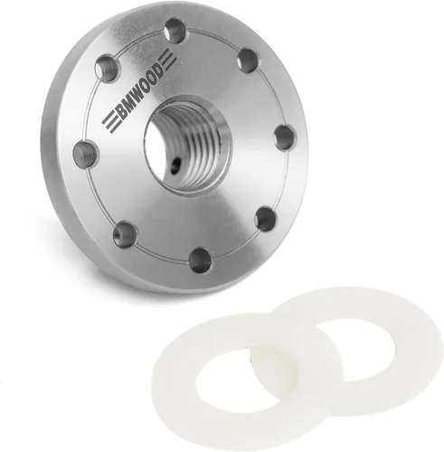 Vista 8 de Placa frontal de torno de madera de acero de 2 pulgadas con mandril roscado y dos arandelas de nailon, compatible con torno de carpintería