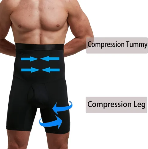 Vista 4 de Optlove Pantalones cortos moldeadores de cintura alta para hombre con control de abdomen y cintura alta que adelgaza, antirizado, ropa interior sin