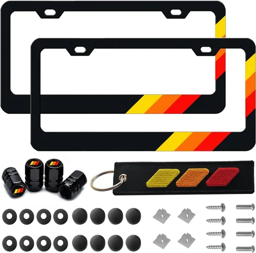 Vista 15 de Marco de Placa de Matrícula de Aluminio Compatible con Vehículo, Camión, Remolque, SUV de Dodge. (Rojo-01)