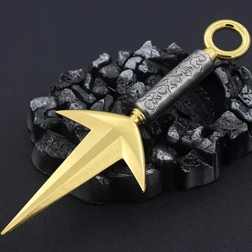 Vista 4 de FAYAIALO 9 pulgadas Minato Kunai Uzumaki Kakashi Namikaze kunai Metal Ninja Cosplay Modelo Llavero Colección