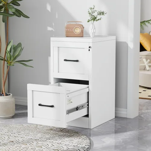Vista 18 de 2 Drawer File Cabinet with Lock, Small Filing Cabinet for Home Office Negro