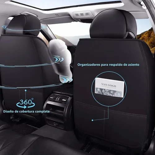 Vista 5 de FREESOO Fundas de asiento delantero de automóvil, 2 unidades, protector de cuero para asiento del conductor, compatible con bolsa de aire, ajuste