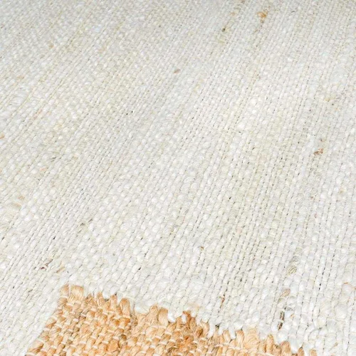 Vista 7 de Hauteloom Aphrodite JModern - Alfombra tejida a mano de yute de fibra natural, alfombra geométrica contemporánea a cuadros para sala de estar, Crema