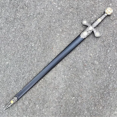 Vista 8 de Stainless Steel Medieval Star of David King Solomon Cross Crusader Knight Templar Sword for Collection, Cosplay, Display