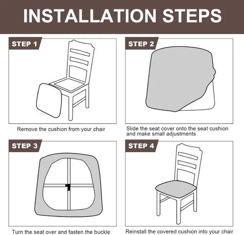 Vista 6 de Genina Fundas Impermeables de Asiento para Silla Fundas de Silla de Comedor Fundas de Asiento Elásticas para Protector de Silla de Comedor Fundas