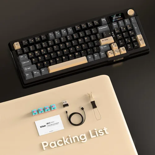 Vista 9 de RedThunder Teclado mecánico inalámbrico K95, pantalla y perilla TFT, Tri-Mode BT5.02.4GHzUSB-C intercambiable en caliente personalizado