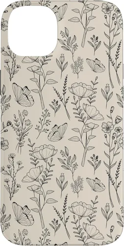 Vista 15 de Black & Cream Butterfly Meadow Botanical Wildflower Pattern Case for iPhone 17