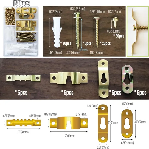 Vista 2 de Kit para colgar cuadros con marcador de ojo de cerradura - Herramienta de fijación de marcos de fotos y tornillos para colgar cuadros, tornillos