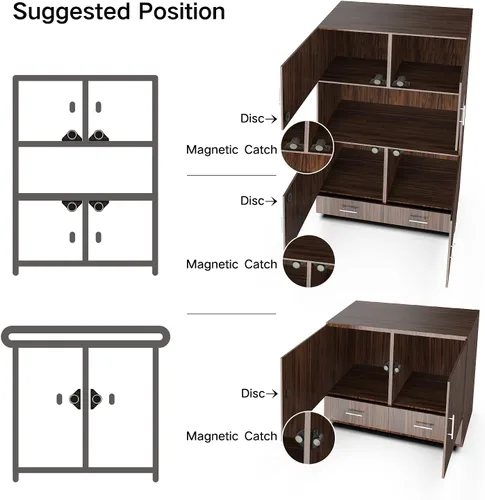 Vista 4 de Cierre magnético para puerta, paquete de 4 cierres magnéticos para gabinete, imanes de neodimio para puerta de gabinete, metal pistola