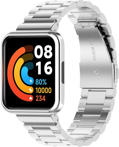 Vista 7 de Compatible con Redmi Watch 2 lite con funda, correa de metal de acero inoxidable mejorada con protector de pantalla para Redmi Watch 2 lite
