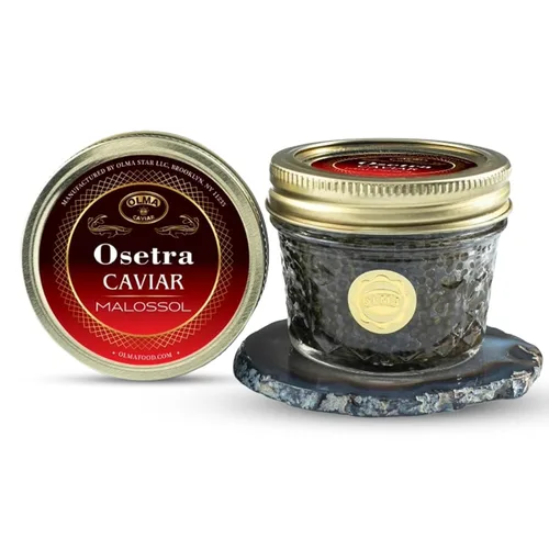 Vista 10 de Envío nocturno Olma Osetra Black Caviar, 1 oz/28g, grado superior Caviar Osetra Malossol premium con sabor rico y refinado; ideal para blinis