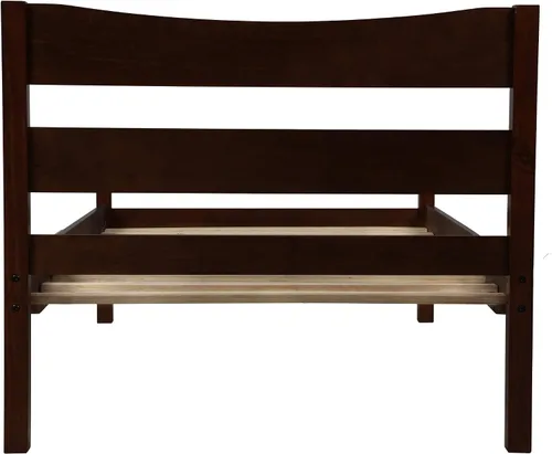 Vista 7 de Anwick Base de cama individual de madera con cabecero y estribo, base de colchón de plataforma con soporte de listones de madera para niños, Espresso