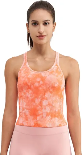 Vista 43 de sphinx cat - Camiseta corta de entrenamiento para mujer, camiseta sin mangas, acanalada, con espalda cruzada y brasier integrado