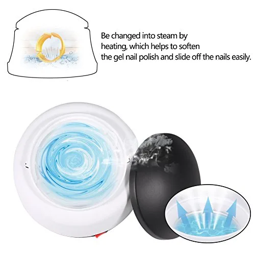 Vista 7 de Vaporizador removedor de uñas, máquina de eliminación de esmalte de gel rápido de 36 W, 6.61 x 6.73 x 4.53 pulgadas, vaporizador de eliminación