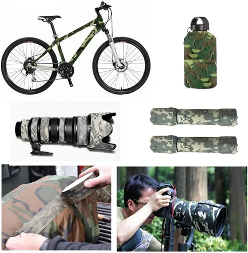 Vista 2 de ECYC Cinta autoadhesiva de camuflaje de 1.97 x 196.85 pulgadas, cinta de camuflaje impermeable, cinta elástica para conductos sigilosos para caza al