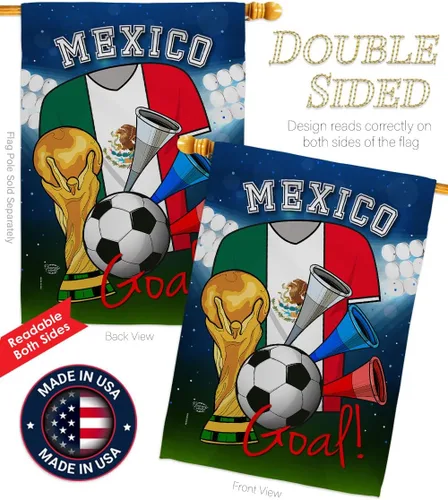 Vista 3 de HS192101-BO-02 - Bandera de la Copa del Mundo de México (28" x 40" con mástil de bandera), multicolor