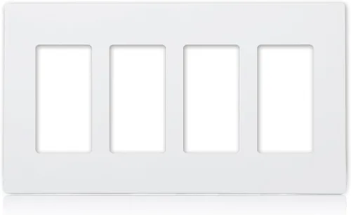 Vista 7 de Maxxima Placa decorativa de pared de 1 banda, blanco, tamaño estándar, paquete de 10 Sin tornillos, múltiples tomacorrientes, para interruptores