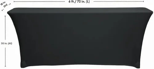 Vista 4 de YOUR CHAIR COVERS - Mantel elástico rectangular estándar de elastano de 6 pies x 18 pulgadas, color negro