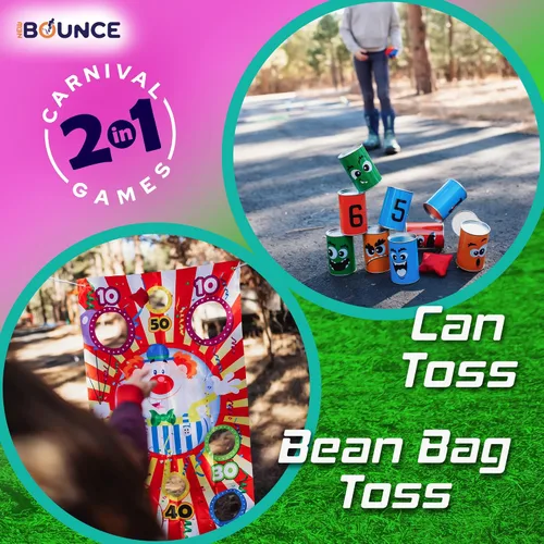 Vista 3 de New-Bounce Bean Bag Can Toss Games - Juegos de carnaval al aire libre para niños y adultos - Juego de fiesta familiar 2 en 1 multicolor