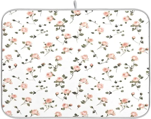 Vista 34 de Tapete de secado de platos de otoño de calabaza y arce de 16 x 18 pulgadas, absorbente para platos de otoño, protector para cocina de secado rápido