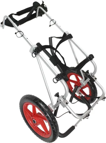 Vista 7 de Silla de ruedas para perros para patas traseras, diseñada y probada por cirujano ortopédico K9, carrito ajustable para cochecito con ruedas todo