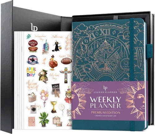 Vista 7 de Legend Planificador Semanal Premium – Planificador Semanal, Mensual y de Presupuesto Sin Fecha – Organizador de Vida para Gestión del Tiempo y Negro