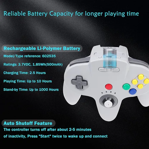 Vista 9 de 2.4 GHz Wireless N64 Switch Online Controller, USB Receiver & N64 Receiver, Compatible with Windows PC Laptop iOS Mac Raspberry Pi, N64 Switch