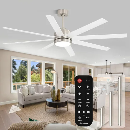 Vista 12 de Conciseer - Ventiladores de techo de 52 pulgadas con luces y control remoto para dormitorio, sala de estar, cocina, oficina, uso interior/exterior