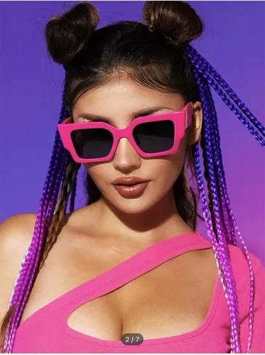 Vista 2 de ADE WU Gafas de sol cuadradas de moda para mujer, montura cuadrada, gafas de sol de moda para mujer