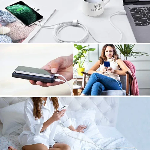 Vista 8 de Cargador para iPhone de 10 pies, [certificado MFi] Cable Lightning largo de sincronización de datos con cargador de pared USB, adaptador de enchufe