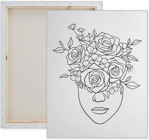 Vista 2 de Essenburg Kit de pintura de lienzo predibujado para dama de las flores, recuerdo de fiesta para adultos y adolescentes, para actividades nocturnas