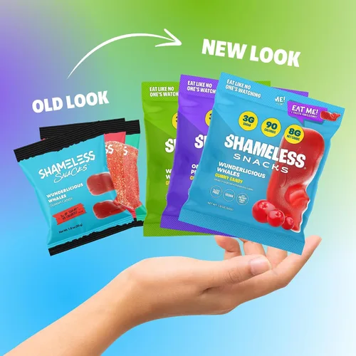Vista 4 de Shameless Snacks - Gomitas keto bajas en carbohidratos sin gluten - Melocotón, sandía, ballenas Wunderlicious