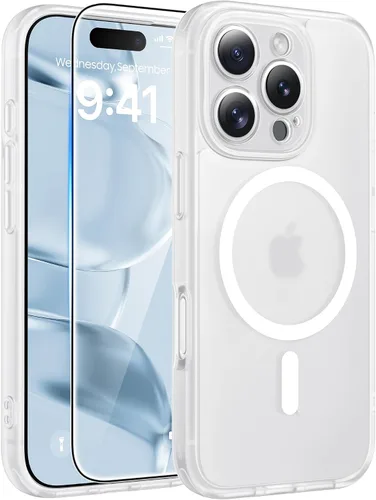 Vista 114 de FNTCASE - Funda para iPhone 16 Pro: magnética, mate, translúcida, de grado militar, protectora contra caídas, resistente, fina, duradera y a prueba