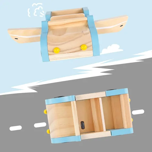 Vista 4 de PairPear Coche Familiar de Madera para Muñecas, Juguetes de Madera para Muebles de Casa de Muñecas, Juego de Accesorios, Vehículo de Juego