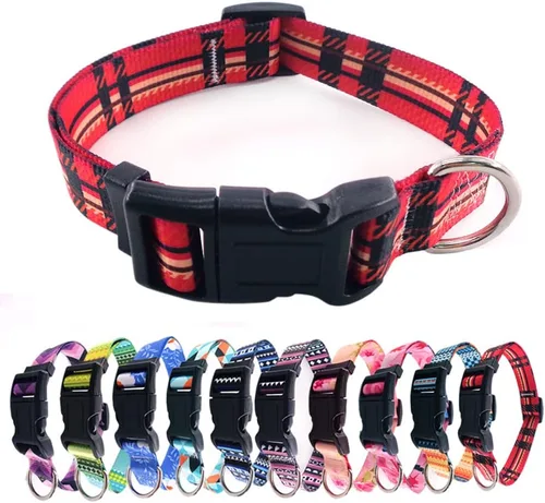 Vista 9 de Love Dream Collar de perro resistente con hebilla de liberación rápida ajustable con patrones geométricos florales para perros pequeños, medianos